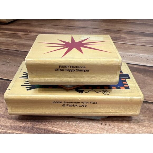 THATS ALL SHE STAMPED RUBBER STAMP SET OF 2 BY PATRICK LOSE SNOWMAN & STAR HAPPY - Picture 5 of 6